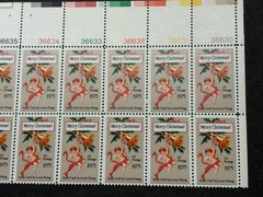 1975 US Scott #1580 10c Christmas Card Postage Stamps, MNH Block of 20