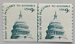 USA 1977 Capitol Dome 9c Slate Green Coil Pair MNH Right to Assemble