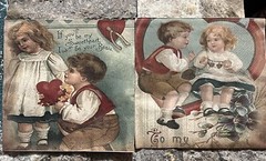 TWO Individual Paper LUNCHEON Decoupage Napkins – Vintage VALENTINES LOVE HEARTS