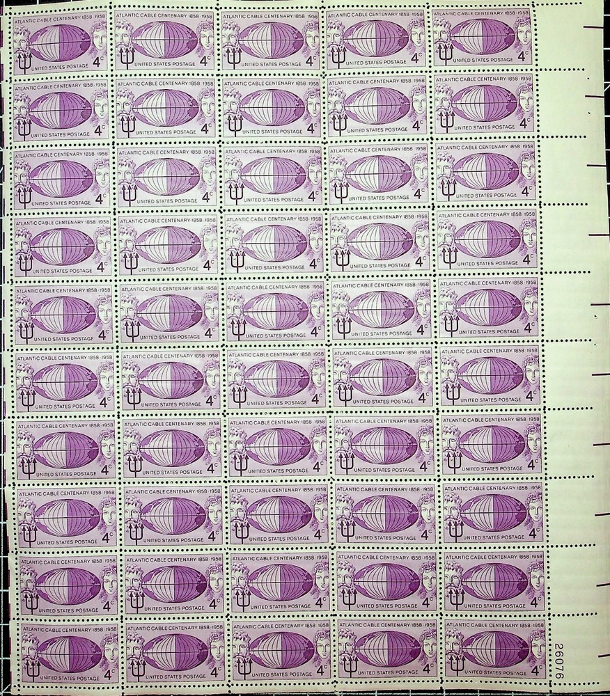 US SCOTT #1112 SHEET OF 50 ATLANTIC CABLE STAMPS 4¢ MNH • FV $2.00