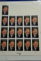 RARE VINTAGE PRESIDENT RONALD REGAN UNITED STATES STAMPS PARTIAL SHEET UNUSED