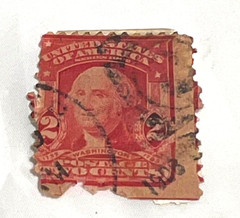 US George Washington 2 Cent Carmine Red Stamp 1902-1903, RAREB USED.