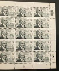 #3545 JAMES MADISON 1751-1836 20 34 CENT STAMPS 2001 MNH Free Shipping