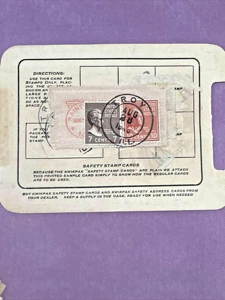 Vintage 1947 Safety Stamp Card Unusual Find