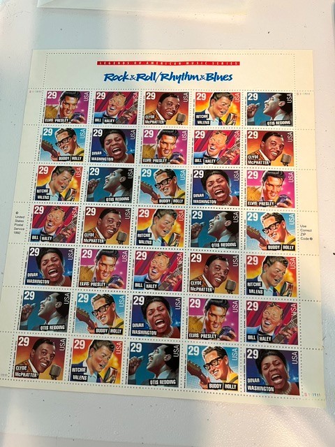 Scott #2724-30. 29c Rock & Roll/Rhythm & Blues sheet of 35. MNH. free shipping