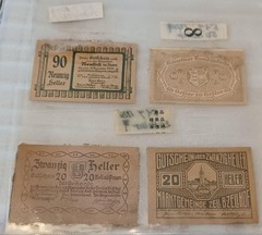 9 old banknotes from the Weimar Republic, Germany, approximately 100 years ago