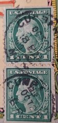 1912 WASHINGTON 1 CENT Ultra-rare Double on Antique Postcard Pack Cumberland, MD