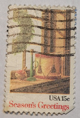 U.S. Postage ~ Season’s Greetings/Wreath & Toys ~ 15¢ Used/Posted ~ c.1980 ~ I71