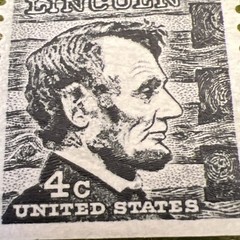Vintage Black & White Abraham Lincoln US 4 Cents Postage Stamp 4c
