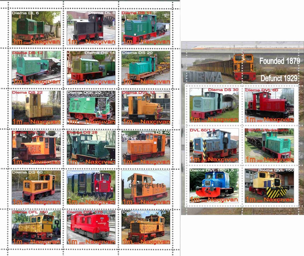 Stamp block+sheet locomotives Diema 2022 issue