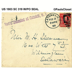 US 1903 SC 319 WASHINGTON CARMINE 2¢ ON A COVER W/ DUPLEX CNX & OX10 SEAL ON BK