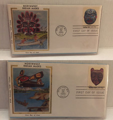 1980 Two Northwest Masks First Day of Issue Indian Art Stamps