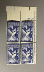 US stamps blocks of 4 all blue 15 blocks 3c red cross etc.