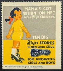 Vintage Blyn Stores Girls Boys Shoes New York Poster Stamp