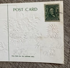 Benjamin Franklin 1706 1790 One Cent Rare Postage Stamp & Vintage Post Card