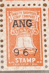 Lot of 6 Orange Bell Gift Stamps No # 967 ANG Thrifty Shopper Script company