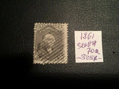 United States stamp 1861 Washington 24c brown lilac Scott # 70a USED Rare