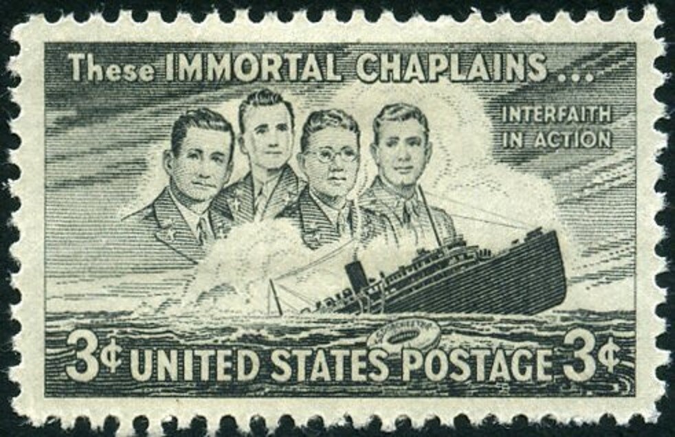 USA 1948 – Four Chaplains and Sinking S. S. Dorchester — MNH Stamp – Scott #956