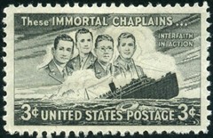 USA 1948 – Four Chaplains and Sinking S. S. Dorchester — MNH Stamp – Scott #956