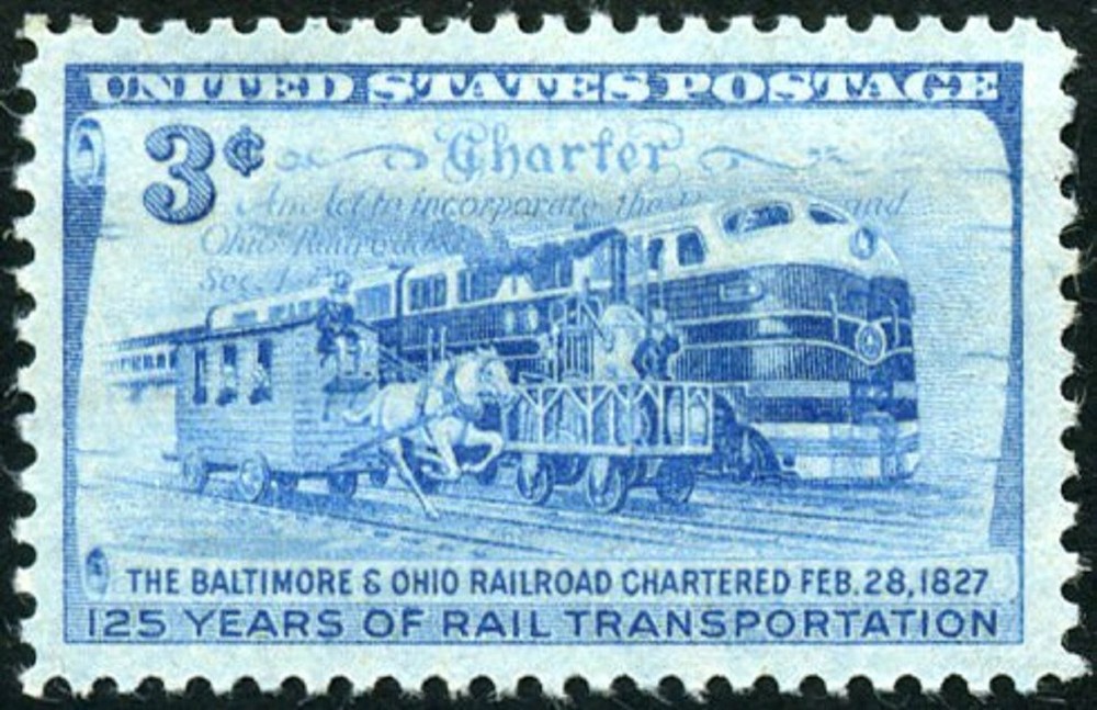 USA 1952 – B. & O. Railroad — 125th. Anniversary — Mnh Stamp – Scott #1006
