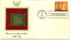 First Day Of Issue Sep 14 2002 Fort Worth TX 22kt Gold Replica Nellie Bly