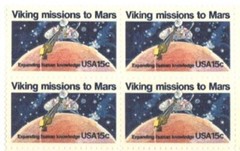 VIKING MISSION TO MARS–Block of 4 Collectible Unused 1978 Stamps—-FREE SHIP