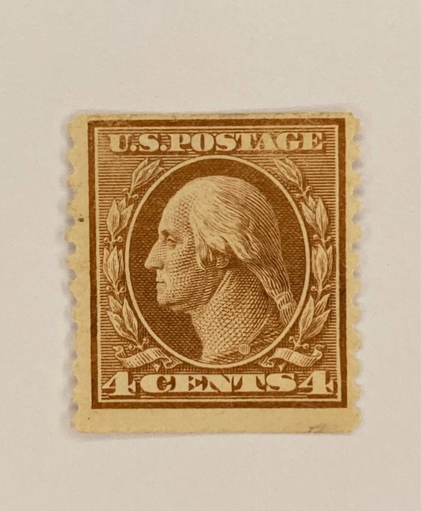 US Scott #495 4 cent Single stamp brown Washington Rotary Press Coil 1917 J119