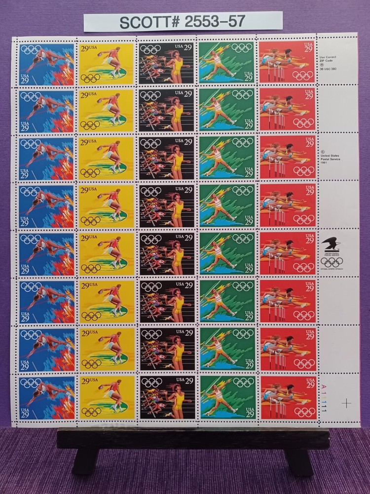 Scott # 2553-57 Summer Olympics 1991 – USPS Postage Stamps