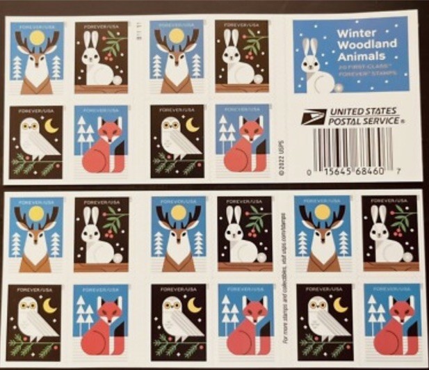 USPS Forever Stamps- Winter Woodland Animals-(2022) Single Stamp Random Mint