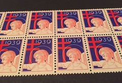 Double Strip (20x) Christmas Seals Cinderella Stamps Unused Mint US MNH-OG