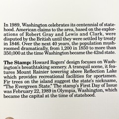 Bernice Kochan Washington Statehood Postage Stamp Art USPS Farmable Gift 1989
