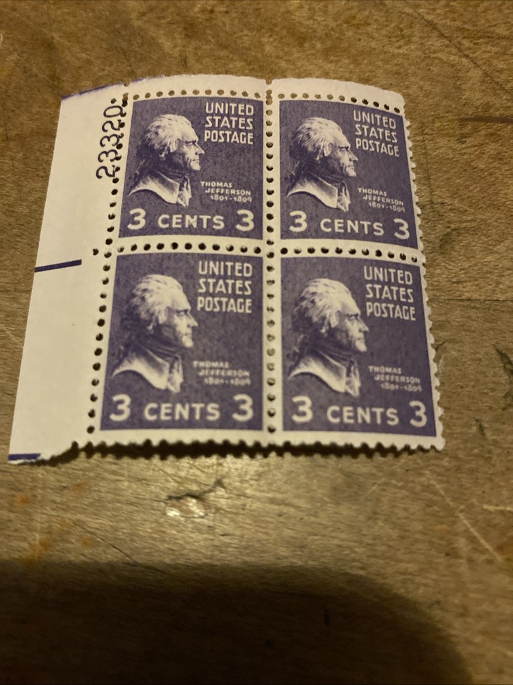 Vintage Rare 1932 Violet Thomas Jefferson 3 Cent US Postage Stamp Mint 1801-1809