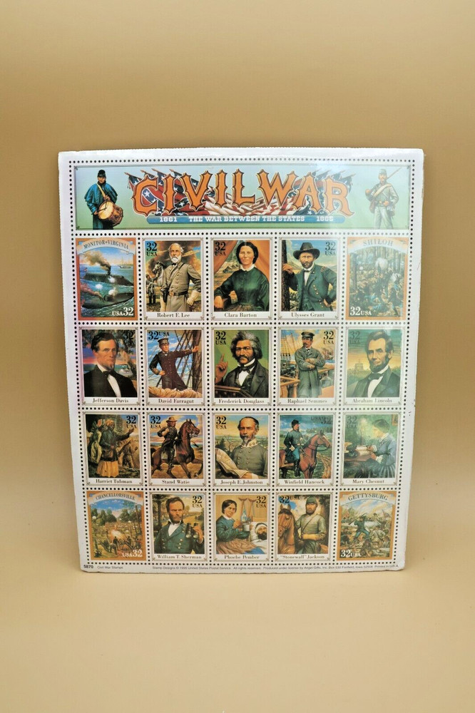 1995 Civil War {1} Sheet USPS 32 Cent Postage Stamps Old Stock 5870 SEALED- Dut