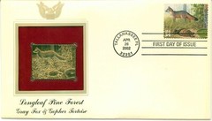 First Day Of Issue Apr 26 02 Tallahassee FL 22kt Gold Replica Fox & Tortoise