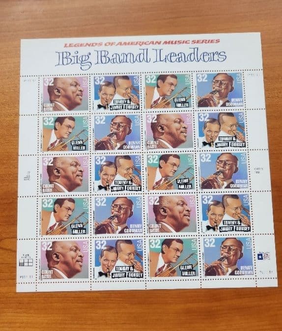 American Music Jazz Big Band Stamp Sheet