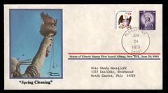 Norman Rockwell Cover «Spring Cleaning» 78′ and 3c Statue of Liberty stamp 1954