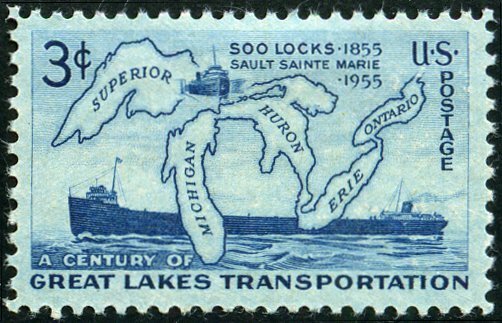USA 1955 – A Century of Great Lakes Transportation, 1855-1955 – MNH–Scott #1069