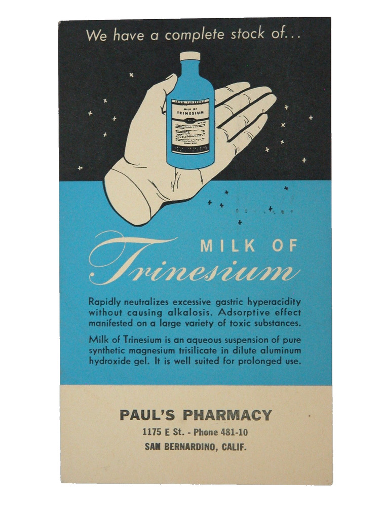 Vtg Postcard Ad Milk of Trinesium Reliable Prescriptions Chemist 40s Pharma