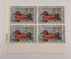 1985 US Federal Scott #RW52 Cinnamon Teal Block of 4 MNH