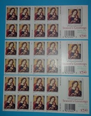 Three Booklets x 20 = 60 of MADONNA & CHILD by Gossaert 37¢ US Stamps. Sc 3820a