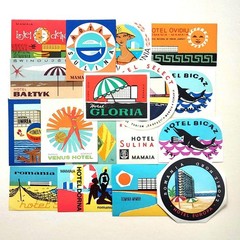 Rare Vintage Romania Hotel Labels Luggage Labels Assortment 16 Pieces