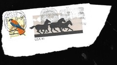USED 41c. Cent Horses Stamped Envelope Cut Out