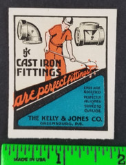 Vintage Kelly Jones Cast Iron Fittings Greensburg PA Poster Stamp