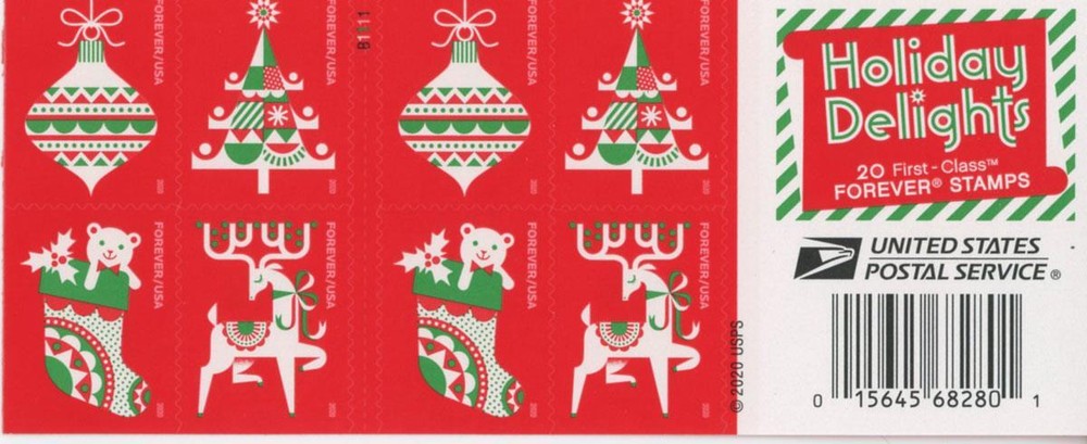 US SCOTT 5526 – 5529 BOOKLET OF 20 CHRISTMAS HOLIDAY DELIGHTS FOREVER STAMPS MNH
