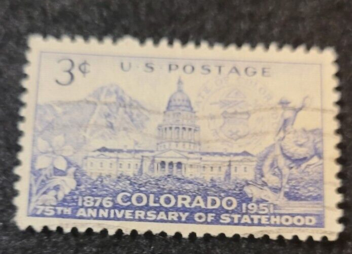 # 1001 – 1951 3¢ Colorado Statehood Mount of the Holy USA Used 1 Stamp +2 FREE