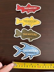 TAILWATERS FLY FISHING CO. STICKERS – 4 TAILWATERS FLY SHOP MULTI-FISH DECALS