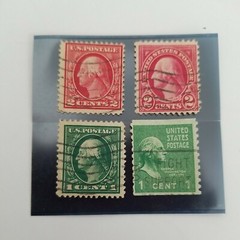 Rare Vintage 2 Green & 2 Red George Washington Stamp – 1 & 2 cent stamps – used