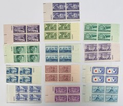 1952 US Commemorative Plate Block Collection MNH Scott 1012-1039 Military