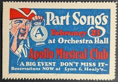 Vintage Apollo Musical Club Orchestra Hall Lyon & Healy’s Poster Stamp