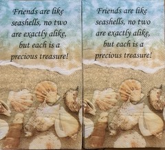 Two Individual paper dinner Decoupage Napkins Beach Sea Shells Friends Ocean